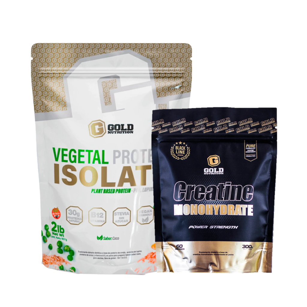 Combo Vegetal Protein 2lb + Creatina 300g Gold Nutrition