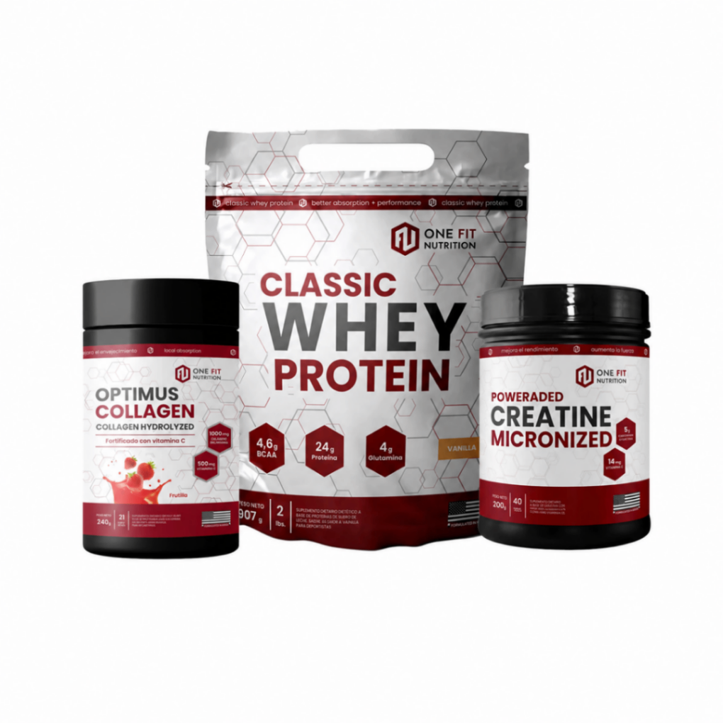 Combo ONE FIT (Whey Protein 2 lb + Creatina 200gr + Colageno 240gr)