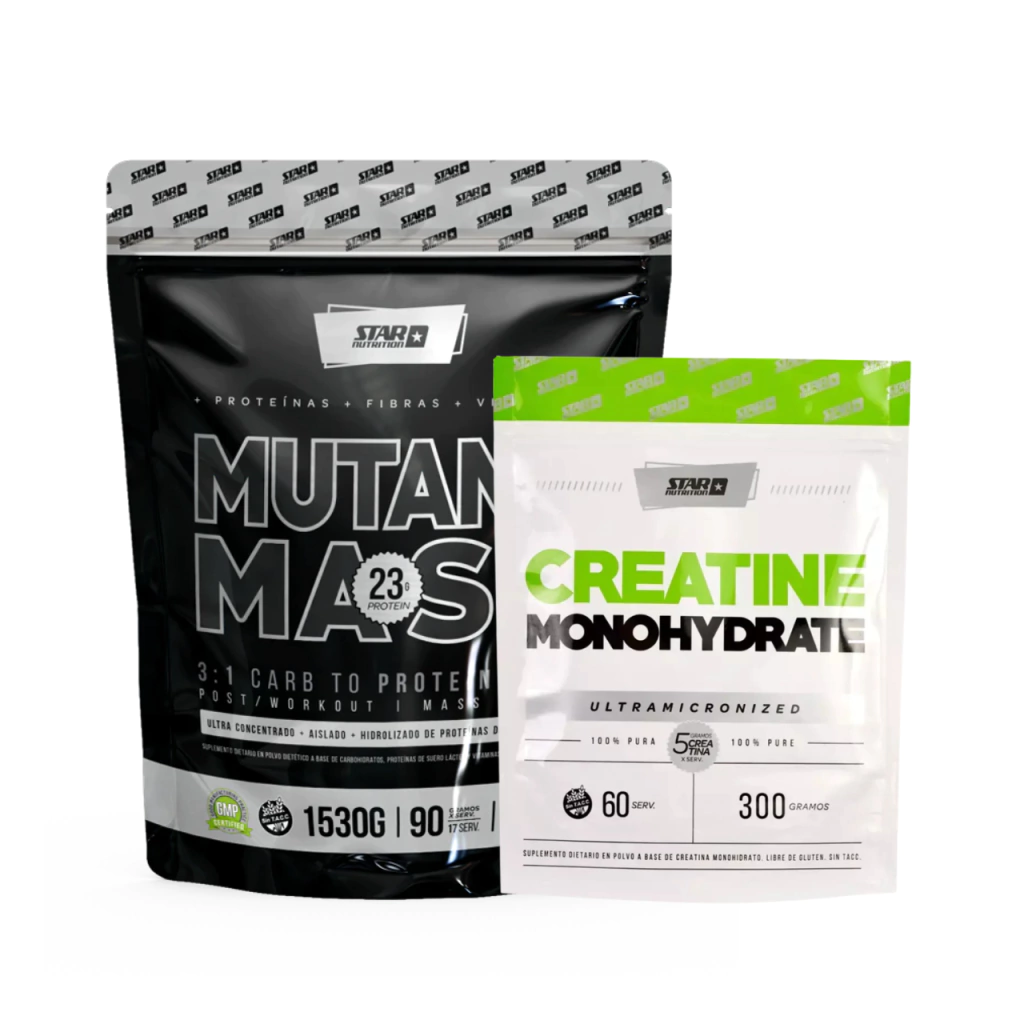GAINER MUTANT MASS + CREATINA 300GS DOYPACK COMBO STAR NUTRITION