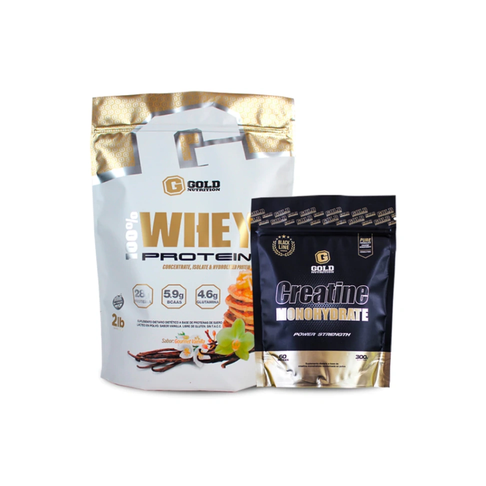 COMBO GOLD NUTRITION - WHEY PROTEIN 2LB + CREATINA 300GR